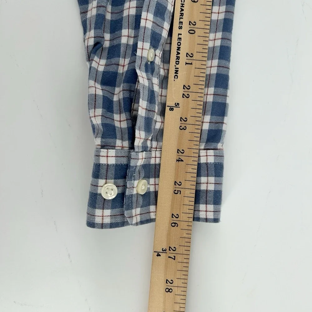 Banana Republic Shirt‎ XL Untucked Fit Blue Plaid Button Up Preppy Casual